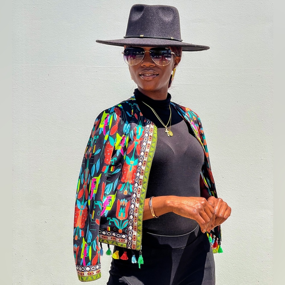 Multi color cropped jacket